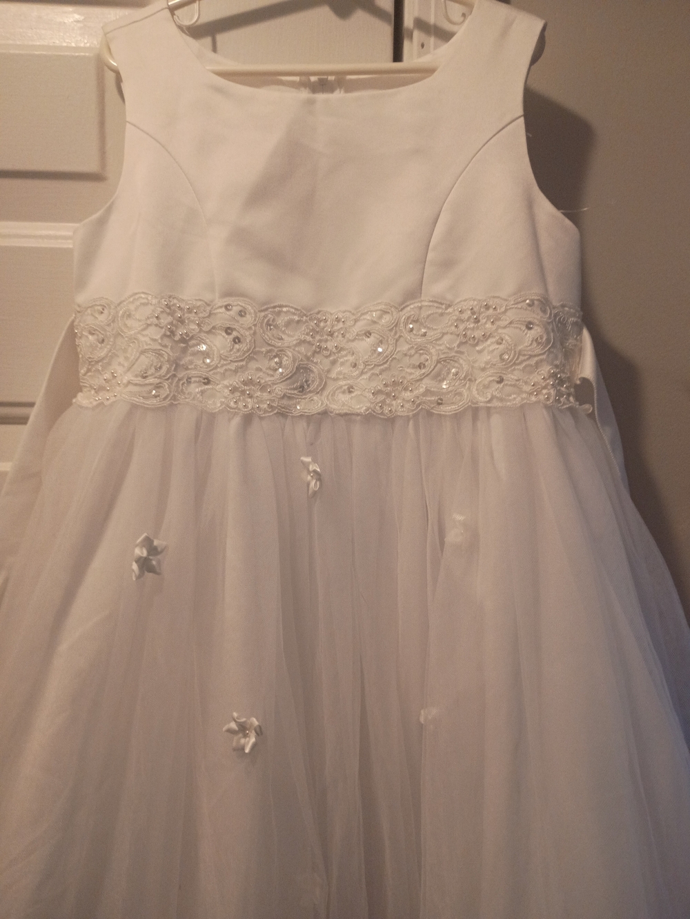 White Girls' Embellished Tulle Dress